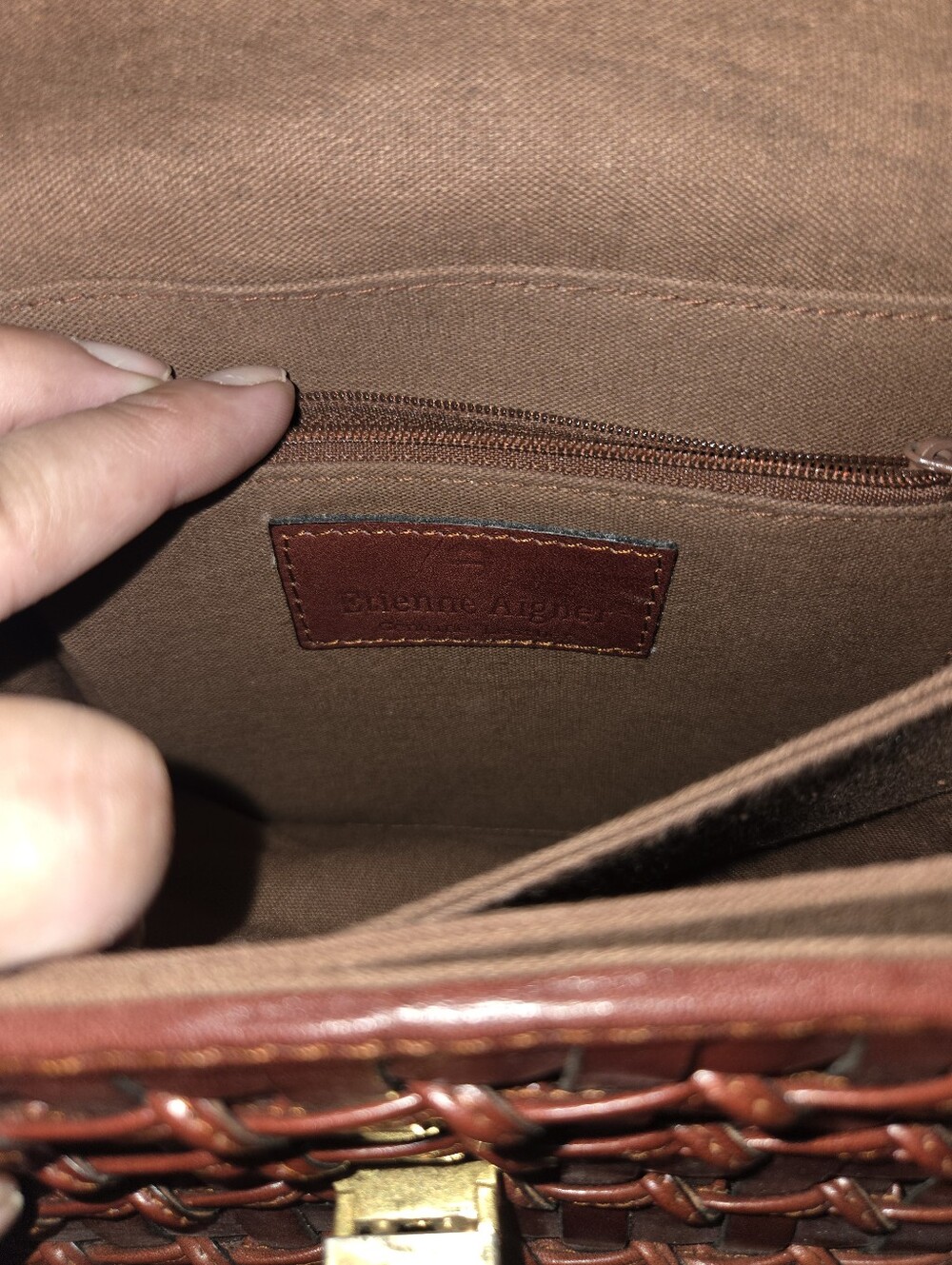 Vintage Etienne Aigner Brown/Red Leather Weave Shoulder Bag/Purse - Picture 7 of 7